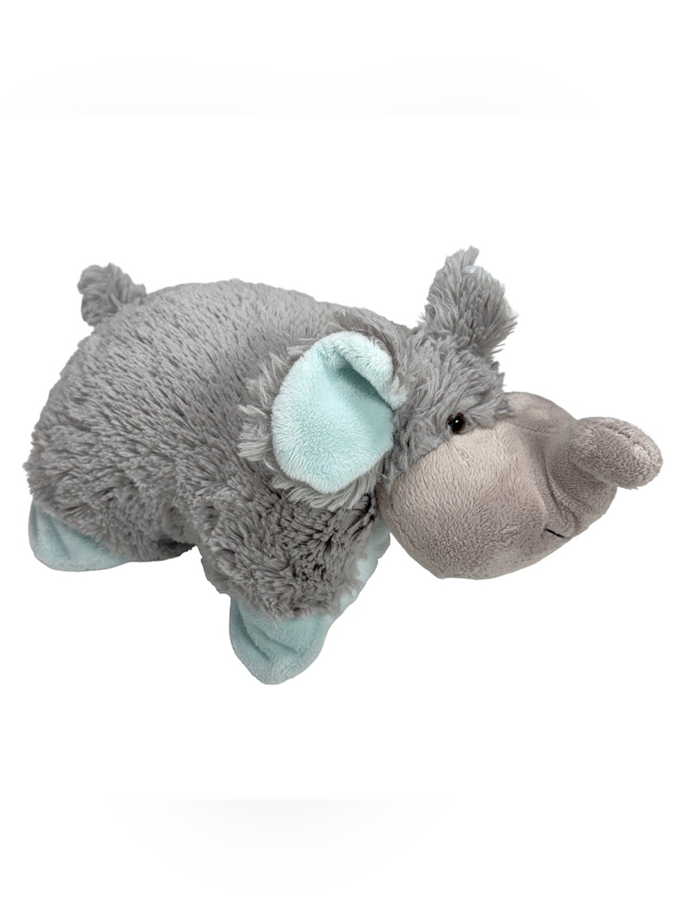 Pillow Pets Pee Wees Nutty Elephant Plush Gray Blue Stuffed Animal Pillow 12.5"